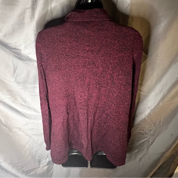 AB Studio open front cardigan in burgundy & black. Size Large. - Picture 2 of 7